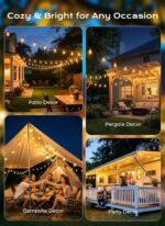 Brightown 52FT Solar String Lights Outdoor Waterproof, Patio Lights with Remote ... - Image 6