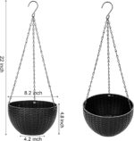 Foraineam 4 Pack Black Hanging Planters, 8.2 inch Hanging Flower Basket Planter ... - Image 4
