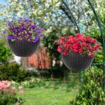 Foraineam 4 Pack Black Hanging Planters, 8.2 inch Hanging Flower Basket Planter ... - Image 8