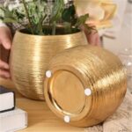 Flower Pot Luxury, High-End, Creative Brushed Gold-Plated Ceramic Hydroponic Pot... - Image 6