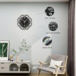 Modern Wall Clocks for Living Room Decor 12in Black Wall Clock Silent Non-Tickin... - Image 5