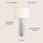 JONATHAN Y 30" Silver Isabella Studded Glass Table Lamp, Contemporary Glam Silve... - Image 5