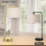 Fully Dimmable Bedside Lamp with C+A USB Ports, Mordern Gold Nightstand Lamp Des... - Image 3