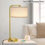 Fully Dimmable Bedside Lamp with C+A USB Ports, Mordern Gold Nightstand Lamp Des... - Image 5