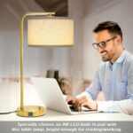 Fully Dimmable Bedside Lamp with C+A USB Ports, Mordern Gold Nightstand Lamp Des... - Image 8