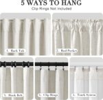 Joywell 100% Blackout Linen Curtains 96 Inches Long for Bedroom Natural Black Ou... - Image 3