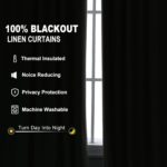 Joywell 100% Blackout Linen Curtains 96 Inches Long for Bedroom Natural Black Ou... - Image 4