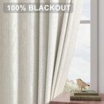 Joywell 100% Blackout Linen Curtains 96 Inches Long for Bedroom Natural Black Ou... - Image 7