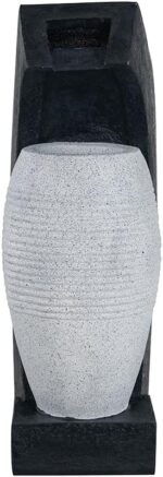 A&B Home 23.4” Black and White Modern Water Fountain with Vase Design and Light,... - Image 4