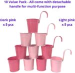 LaLaGreen Railing Planters Outdoor -10 Pack, 4 Inch Metal Hanging Flower Bucket,... - Image 5