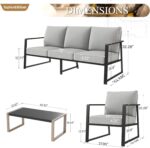 Sophia & William Modern Patio Furniture Set Outdoor Conversation Set 6pcs Heavy ... - Image 8