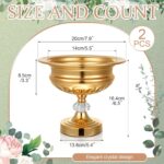 2 Pcs Gold Metal Vases for Centerpieces Crystal Gold Compote Vase Footed Wedding... - Image 3