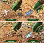 10-Piece Garden Tool Set, Green Gardening Hand Tools Kit with Ergonomic Non-Slip... - Image 4