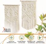 LIVALAYA Boho Macrame Wall Hanging Woven Decor, 24”L x 13”W, Set of 2, Beige wal... - Image 3