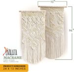 LIVALAYA Boho Macrame Wall Hanging Woven Decor, 24”L x 13”W, Set of 2, Beige wal... - Image 6