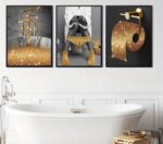 3 Pcs African American Bathroom Canvas Wall Art, Modern Black Woman Gold Glitter... - Image 5