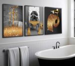 3 Pcs African American Bathroom Canvas Wall Art, Modern Black Woman Gold Glitter... - Image 7