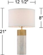 Possini Euro Design Leala Modern Accent Table Lamp 21" High Faux Marble Gold Met... - Image 4