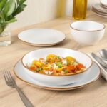Gibson Home Hazeltine 16-Piece White Stoneware Dinnerware Set – Plates and Bowls... - Image 3