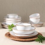 Gibson Home Hazeltine 16-Piece White Stoneware Dinnerware Set – Plates and Bowls... - Image 4
