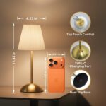 2-Pack Cordless Rechargeable Table Lamps, LED Small Battery Operated Lamp, 3 Col... - Image 4