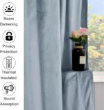 XWZO Light Blue Velvet Curtains 108 Inches Long, Elegent Soft Luxury Curtains fo... - Image 4