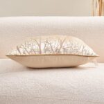 Avigers 12 x 20 Inch Rectangle Beige Brown Gold Tree Branch Embroidery Cushion C... - Image 5