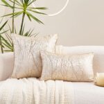 Avigers 12 x 20 Inch Rectangle Beige Brown Gold Tree Branch Embroidery Cushion C... - Image 7