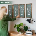 BrightRow 4 Pcs 3D Green Wooden Floral Wall Art Bathroom Wall Decor 7 x 16 Inch ... - Image 3