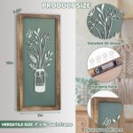 BrightRow 4 Pcs 3D Green Wooden Floral Wall Art Bathroom Wall Decor 7 x 16 Inch ... - Image 4