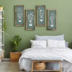 BrightRow 4 Pcs 3D Green Wooden Floral Wall Art Bathroom Wall Decor 7 x 16 Inch ... - Image 5