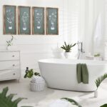 BrightRow 4 Pcs 3D Green Wooden Floral Wall Art Bathroom Wall Decor 7 x 16 Inch ... - Image 6