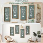 BrightRow 4 Pcs 3D Green Wooden Floral Wall Art Bathroom Wall Decor 7 x 16 Inch ... - Image 8