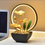 TiCin USB Powered Tabletop Fountain with Natural Rocks and LED Ring Lights, Tabl... - Image 6