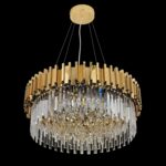 Modern Crystal Chandelier Lighting Round Gold Pendant Lights Fixture with Stainl... - Image 3