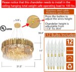 Modern Crystal Chandelier Lighting Round Gold Pendant Lights Fixture with Stainl... - Image 5