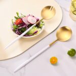 Lemeya White Gold Salad Serving Utensils,Serving Spoons Stainless Steel,2Pcs Lon... - Image 4