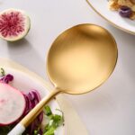 Lemeya White Gold Salad Serving Utensils,Serving Spoons Stainless Steel,2Pcs Lon... - Image 5