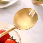 Lemeya White Gold Salad Serving Utensils,Serving Spoons Stainless Steel,2Pcs Lon... - Image 6