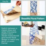 Luxury Reversible Table Runner, Multicolor, Blue, Chinoiserie Floral, Printed Ta... - Image 5