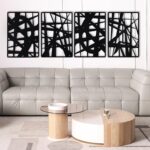 Bdor Decorative Metal Panels, Set of 4, 10.98" x 15.94", Modern Geometric Design... - Image 3