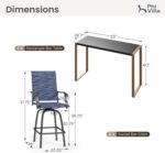 PHI VILLA 3 Piece Outdoor Bar Set, High Top Patio Bistro Table and Bar Chairs wi... - Image 8