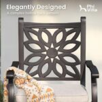 PHI VILLA Patio Furniture Set, Brown 3Pcs Cast Aluminum High Top Table and Swive... - Image 4