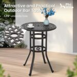 PHI VILLA Patio Furniture Set, Brown 3Pcs Cast Aluminum High Top Table and Swive... - Image 6