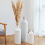 Sziqiqi White Tall Floor Vase: Large Ribbed Metal Vases 27/20/16in for Living Ro... - Image 4