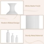 Sziqiqi White Tall Floor Vase: Large Ribbed Metal Vases 27/20/16in for Living Ro... - Image 5