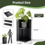 Tall Metal Planters Box for Outdoor Plants 2 Pack- 23.6" Modern Steel Tall Squar... - Image 3