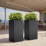 Tall Metal Planters Box for Outdoor Plants 2 Pack- 23.6" Modern Steel Tall Squar... - Image 6