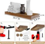 IAE Walnut Floating Wall Shelves 16 inch, Bathroom Shelves Wall Mounted,Invisibl... - Image 3