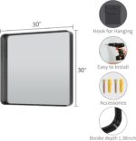 Koonmi Black Bathroom Mirror for Wall, 30x30 Inch Matte Metal Deep Framed Rounde... - Image 4